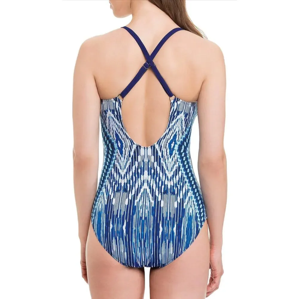 Profile by Gottex Blue Java Mesh Swimsuit Resortwear Size 10 Designer Swimwear‎